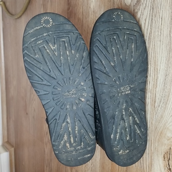 UGG Girls Black Silver Sequin Sparkle Warm Shimmer Shine Winter Boots Size 6 - Picture 11 of 12